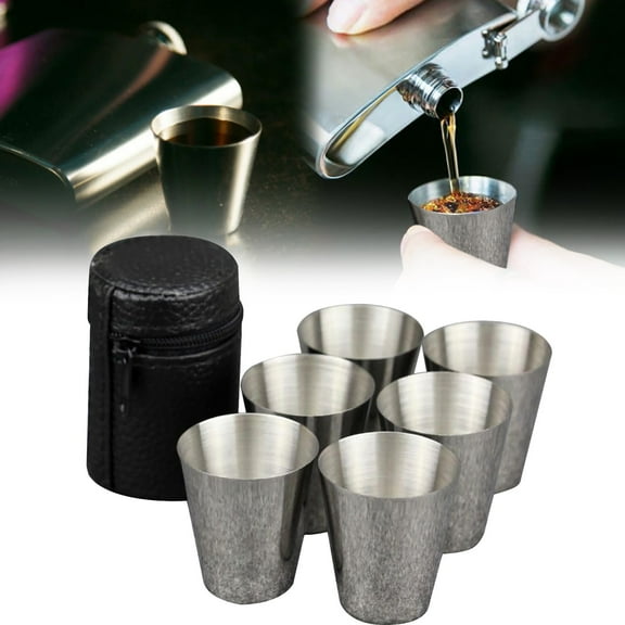 Water Bottle,6 Pack Stainless Shot Cups 2 Oz Shot Glass Metal Barware Drinking Tumbler For Home Restaurant Tequila Liquor Beer Water Bar Silver