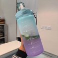 thumbnail image 1 of Water Bottle, 67 oz Sports Bottle with Time Marker & Handle for Yoga Running Outdoor Camping, Green&Purple, 1 of 7