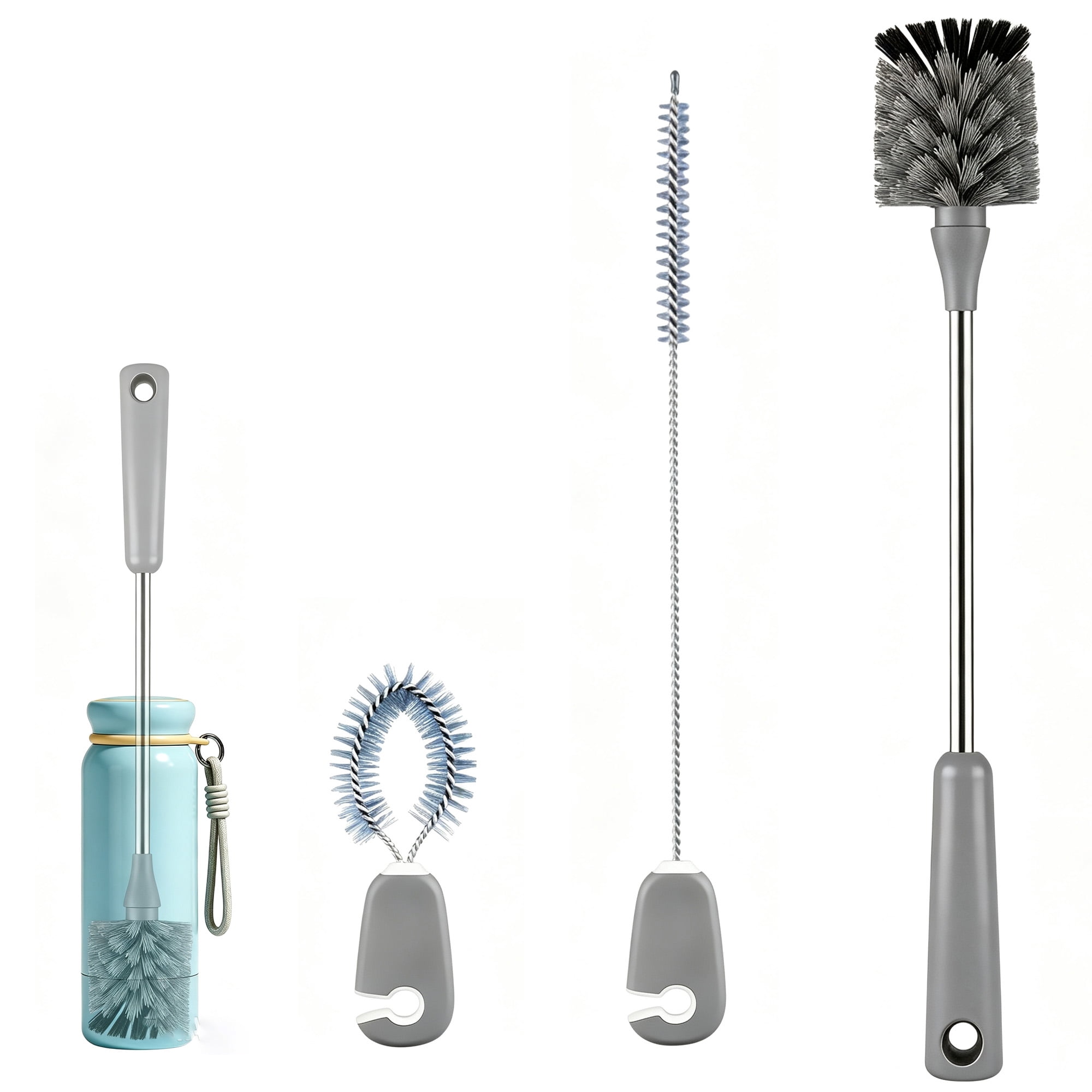 Bottle Brush Set, 3-in-1 Long Handle Bottle Cleaning Brush Set, Straw Cleaner Brush, Tumbler Brush, Cup Cleaning Brush for Water Bottles, Tumblers and Straws