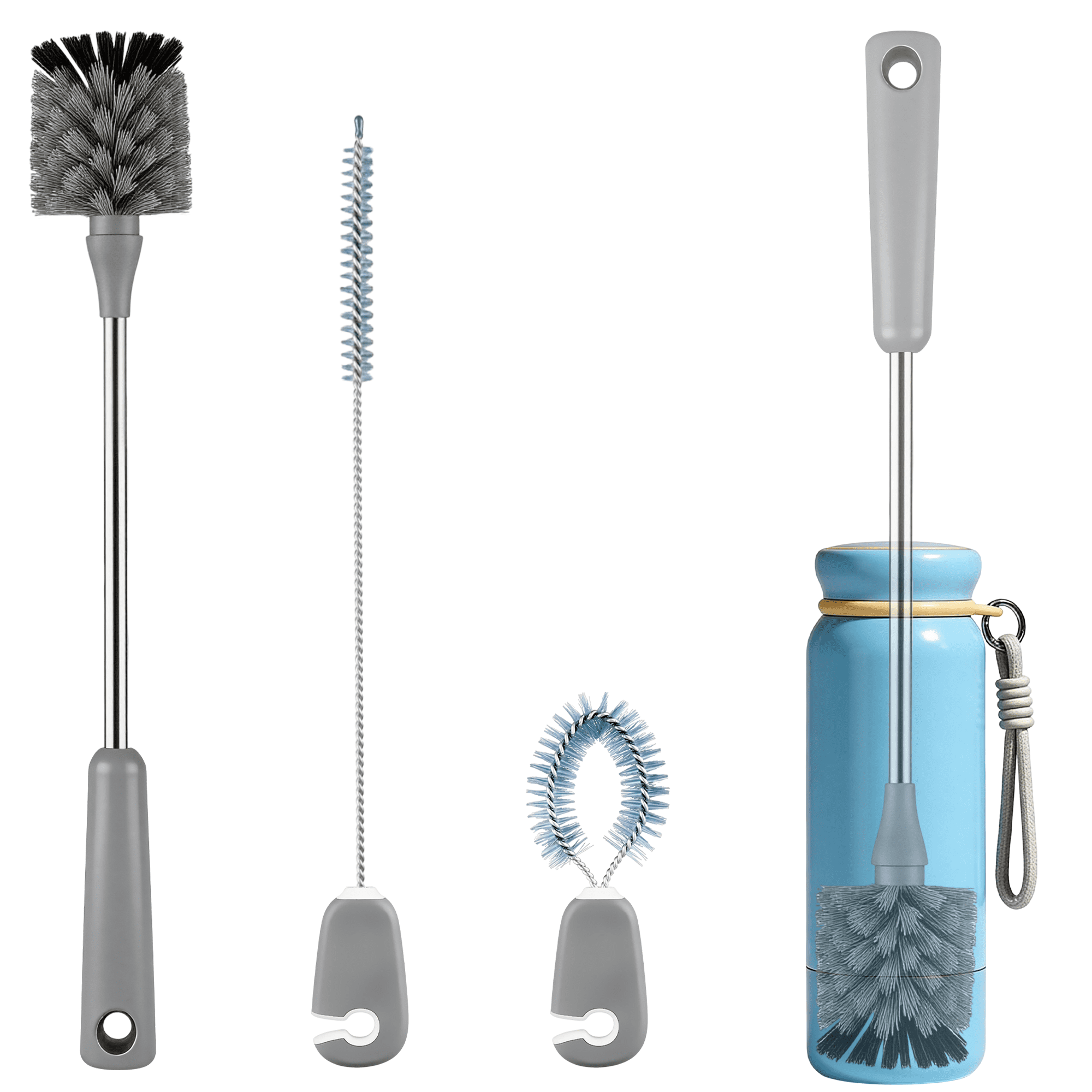 3-in-1 Bottle Cleaning Brush Set, Bottle Cleaner Cleaning Brushes with Handles, Long Handle Cleaner for Water Bottles, Tumblers, Straws and Lids