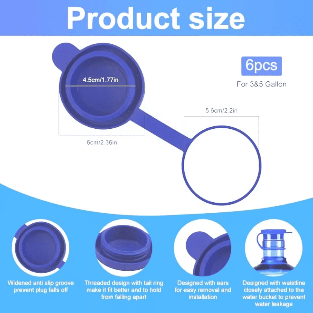 Water Bottle Caps, Upgraded Reusable Replacement Caps, Leak Proof Caps For 55mm Water Bottles, 3 to 5-Gallon