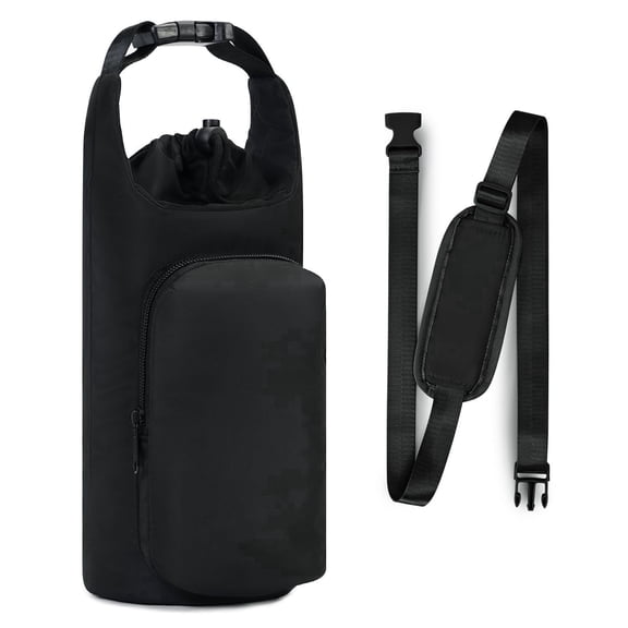 JINCOXL Water Bottle Carrier Bag with 2 Pockets, Adjustable Shoulder Sling for 20-40oz Bottles, Pouch Holder for Phone and Keys, Portable Water Bottle Sleeve for Hiking, Gym, and Travel
