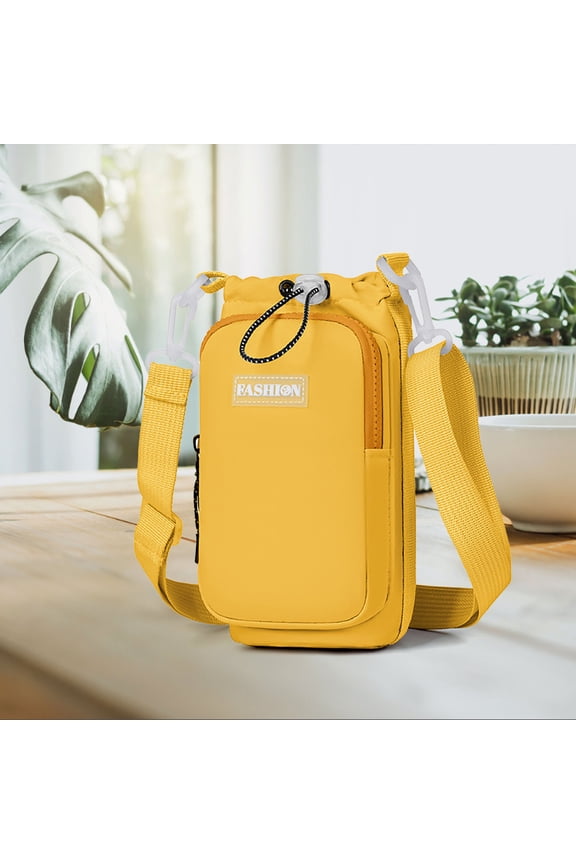 Water Bottle Carrier Bag with Phone Pocket, Water Bottle Holders with Adjustable Strap& Straw Cover, Adjustable Shoulder Strap Carrier Sling Bag, Multi Functional Mobile Bundle Shoulder Bag