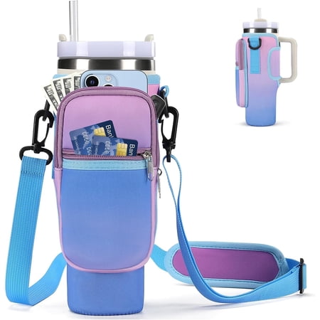 Water Bottle Carrier Bag for 40/30 oz Tumbler with Phone Pocket, Water Bottle Holder with Strap Stanly Cup Accessories