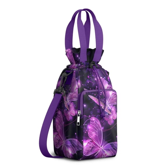 Water Bottle Carrier Bag with Adjustable Strap, Lightweight Drawstring Bottle Holder for Travel & Outdoor Use