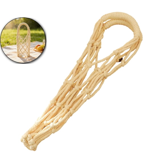 Water Bottle Carrier Cotton Rope Crochet Bottle Bag Bottle Net Bag Handmade Water Bottle Holder for Hiking Camping Cycling