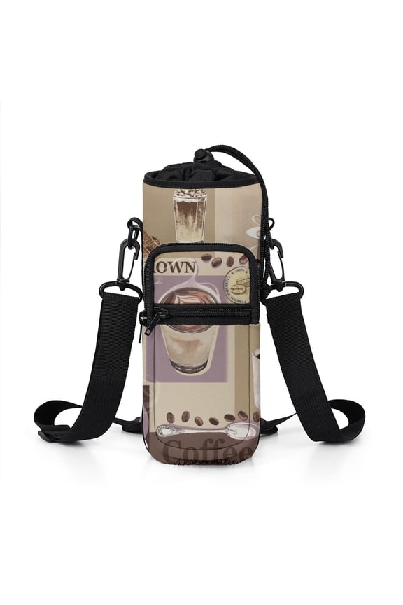 Water Bottle Carrier Holder Sling Bag Sleeve 25/32/40/64 Oz Coffee Insulated Sling Sleeve Case Cover with Strap Pockets for Men/Women Boys Girls