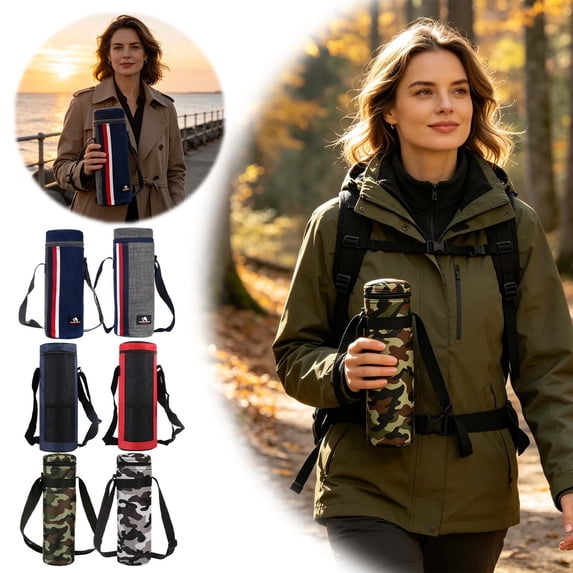 Water Bottle Carrier Insulated Water Bottle Sleeve Universal Portable Thermal Holder for Camping Travel Hiking Picnic - 3.94"x11."