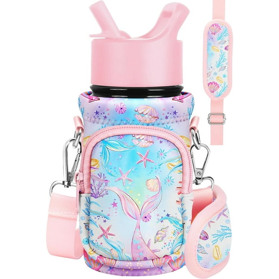 Water Bottle Carrier with Strap - Insulated Kids Water Bottle Holder for Boys Girls Bottle Bag for 10-18Oz
