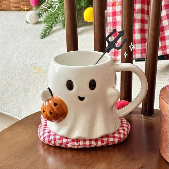 Water Bottle,Ceramic Halloween Coffee Mug White Cup Novelty Mugs For Juice Latte Tea Cappuccino