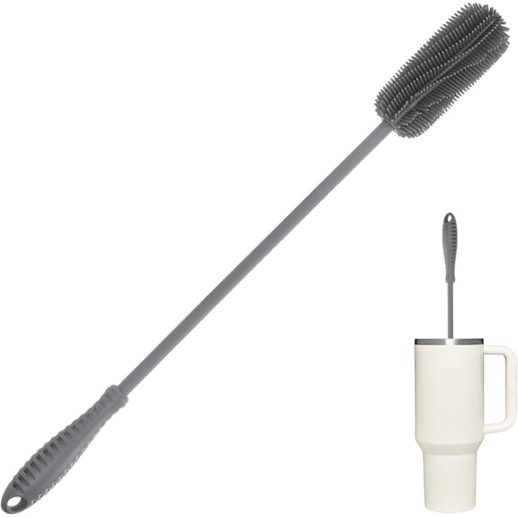 Ddluck Multi-Functional Gray Silicone Cleaning Brush for Water, Baby Bottle, Glass Bottle, Thermos Flask, Vase