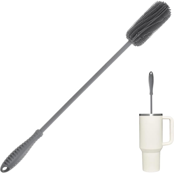 Ddluck Multi-Functional Gray Silicone Cleaning Brush for Water, Baby Bottle, Glass Bottle, Thermos Flask, Vase