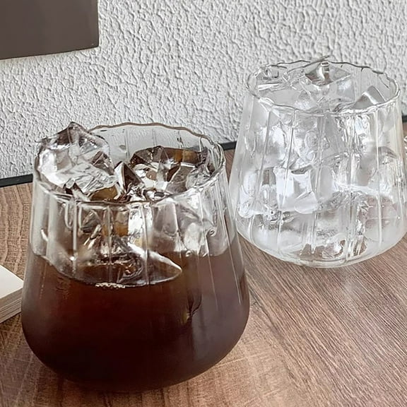 Water Bottle Clearance! Cafe American Latte Coffee Cup Simple Glass Drink Juice Cup Cold Drink Cup Vertical Grain Cup 1 Cup