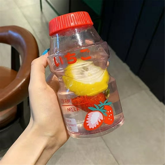 Water Bottle Cute Bottle 16oz/500ml For For Girl For Yoga For Working For Adult/ Sports Water Cup High-Value Water Bottle Transparent Strawberry