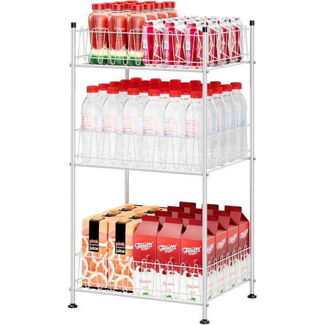 Water Bottle Holder Organizer 4 Tier Drink Can Shelf Organizer Rack for