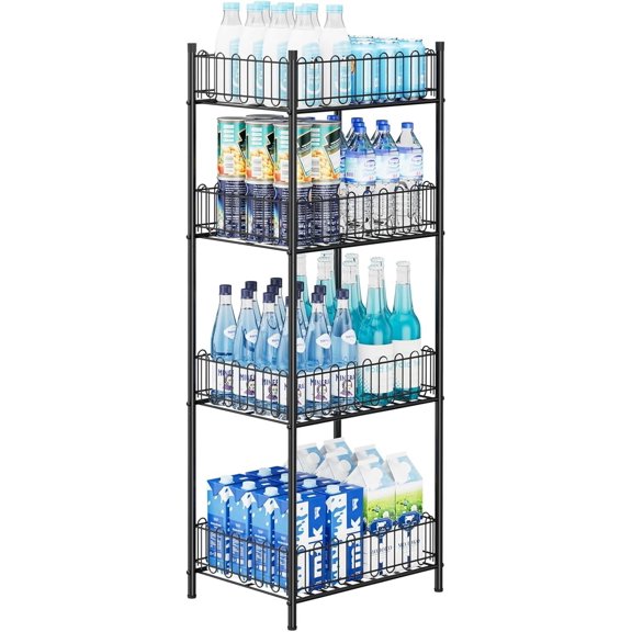 Water Bottle Holder Rack Soda Drink Organizer Vertical Metal Food Storage Shelf for Kitchen Countertop Pantry, Can Storage Organizer for Pantry