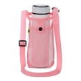 thumbnail image 1 of Water Bottle Holder with Shoulder Strap, Mesh Water Bottle Sleeve Bag, Crossbody Bottles Carrier Sling Pouch for Hiking Gym Camping Walking Travel, Pink, 1 of 7