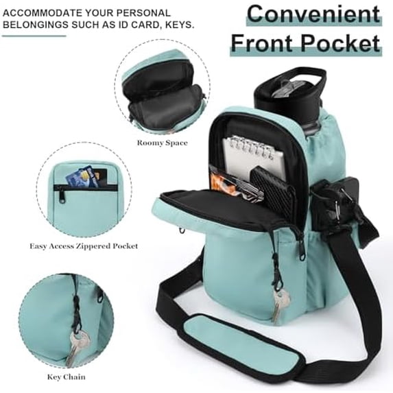 Water Bottle Holder with Strap, 32/40oz Insulation Water Bottle Carrier Bag with Phone Pocket, Water Bottle Sling Bag Crossbody Water Bottle Holder for Hiking Walking