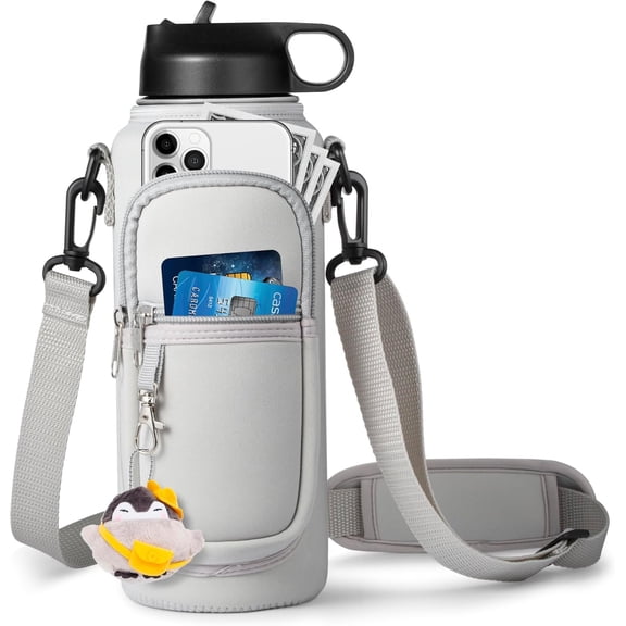 Water Bottle Holder with Strap for Hydroflask 32oz 40oz, Carrier Sling Bag with Phone Pocket Water Bottle Sleeve for Men Women Hiking Camping Travelling