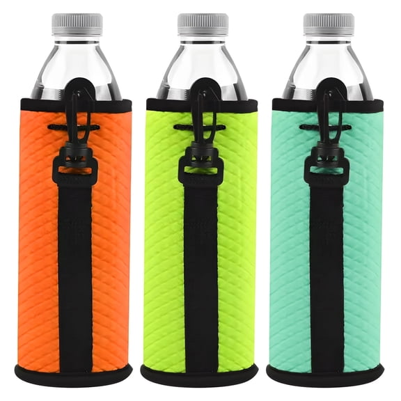 3 Pcs Water Bottle Sleeves for Outdoor Sports,Slip-Resistant Design,Drawstring Lock,Fits 16-18 Oz Bottles