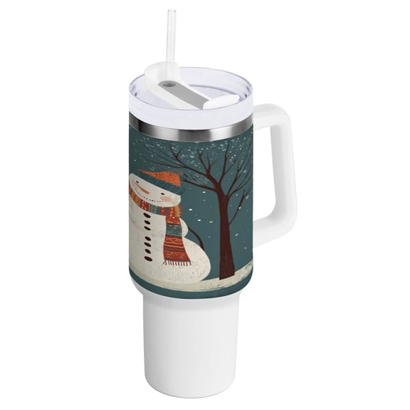 Water Bottle Insulated Tumblers Water Cup Water Jug Coffee Cup Travel Water Bottle Durable and Fashionable Cartoon Christmas Snowmen and Bird