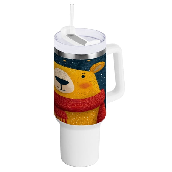 Water Bottle Insulated Tumblers Water Cup Water Jug Coffee Cup Travel Water Bottle Durable and Fashionable Cartoon Christmas Yellow Bear