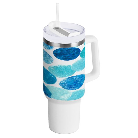Water Bottle Insulated Tumblers Water Cup Water Jug Coffee Cup Travel Water Bottle Durable and Fashionable Turquoise Brush Watercolor Dots