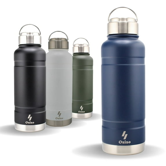 Water Bottle, Insulated Water Bottle, 31 oz Stainless Steel Water Bottle with Lid, Ozizo Thermos Double Wall, Wide Mouth Leakproof Lid, Hot Cold