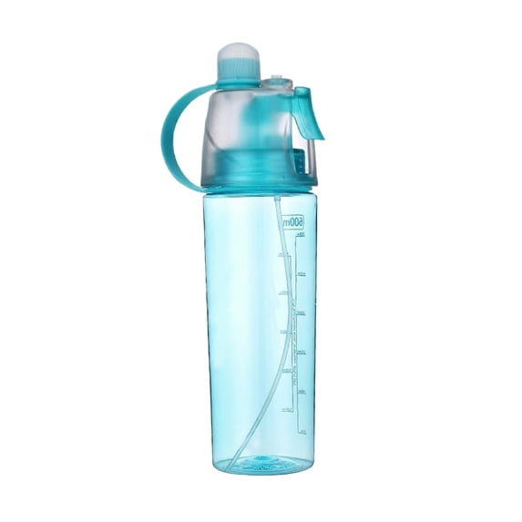 Water Bottle with Mist 20 Ounce Clear Plastic Reusable Mist Water Bottle with Straw and Handle for Gym Travel Sports Outdoor Activities Kids Students Daily Use