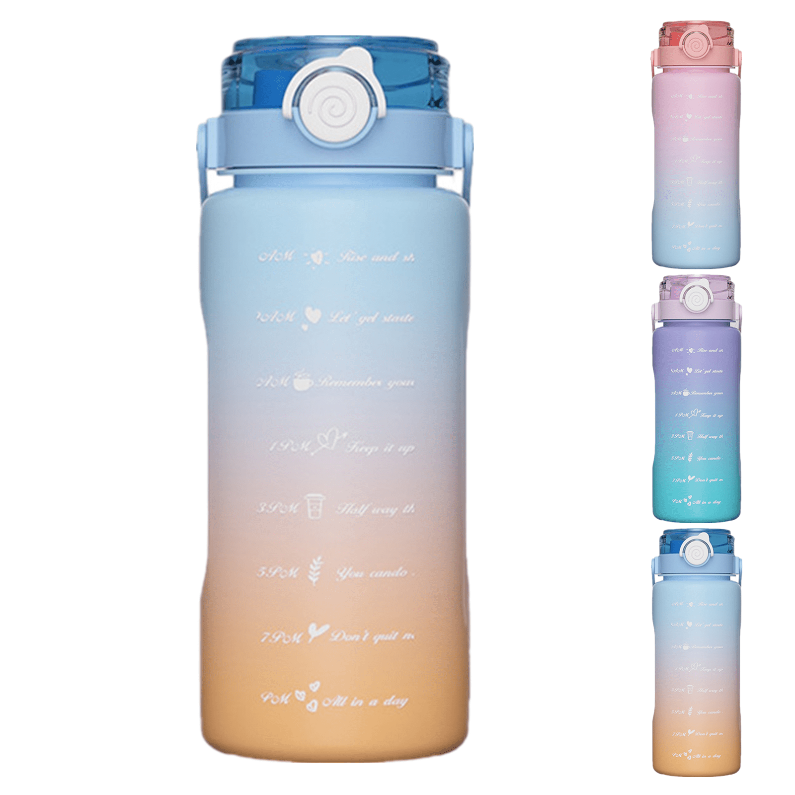 67oz Motivational Water Bottle With Times To Drink - 2000ml Leakproof, Flip Top Straw, Frosted Bottle For Gym, Office, School - View #3