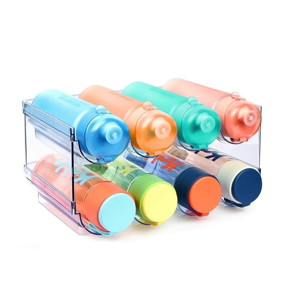 TAIMASI Water Bottle Organizer, 2 Packs Stackable Plastic Water Bottle Cup Holder, Drink/Water Bottle Storage Stand for Kitchen Countertop, Cabinet, Freezer, Pantry