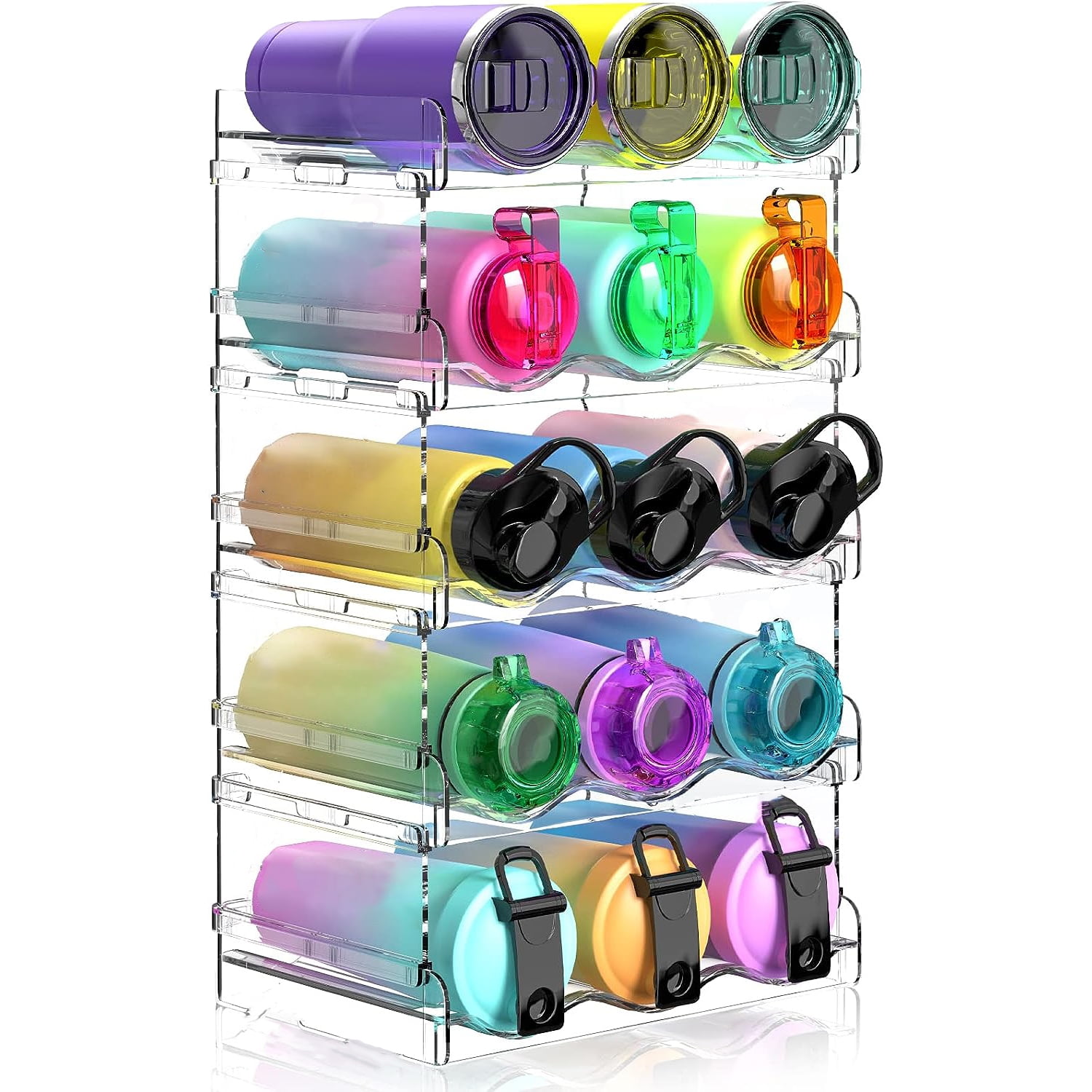 Water Bottle Organizer, 5 Packs Stackable Plastic Water Bottle Cup