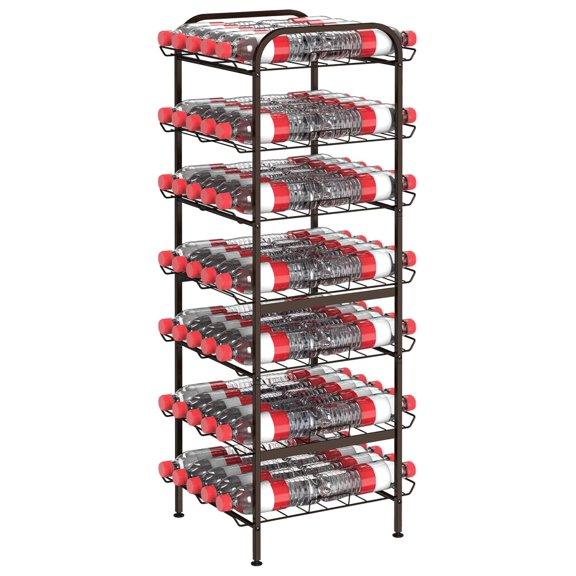 Water Bottle Organizer 7 Tier - Metal Water Bottle Rack Shelf - Adjustable Drink Holder for Kitchen, Pantry, Food Storage - Bronze
