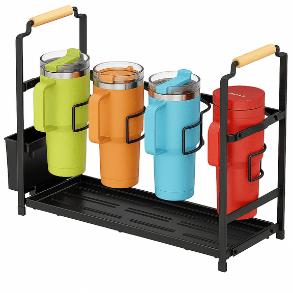 Water Bottle Organizer Drying Rack for 40 oz Tumbler with Handle, Multifunctional Tumbler Organizer Storage Holder Compatible with Stanley