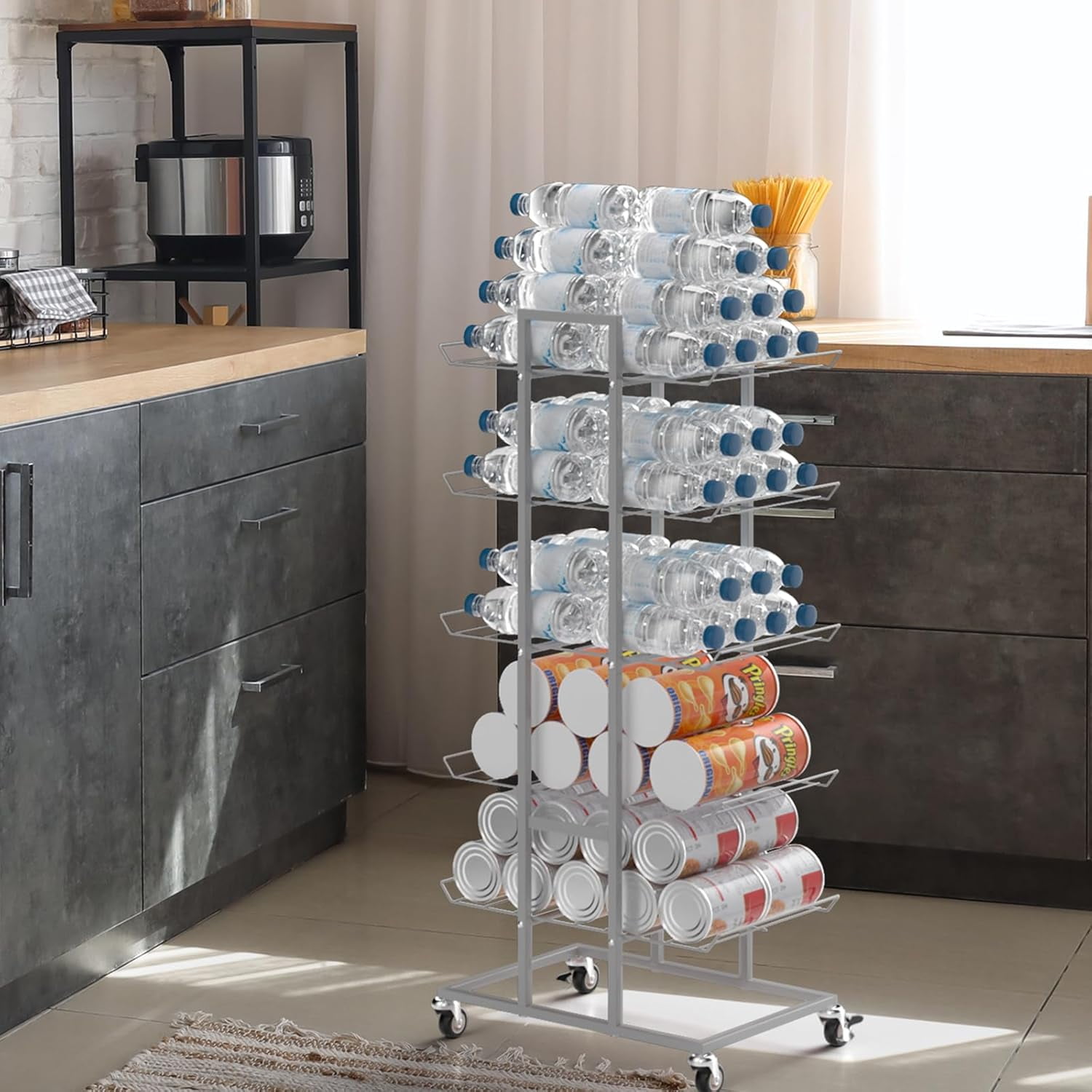 Water Bottle Organizer Freestanding 5-Tier Water Bottle Holder Stand ...