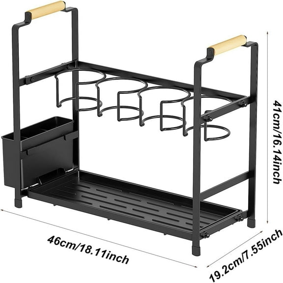 Water Bottle Organizer Holder, Double Layer Water Bottle Organizer Rack Carbon Steel Cup Storage Drying Rack With Tray for Kitchen Tabletop Cabinets
