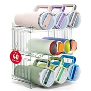 Water Bottle Organizer Holder for Stanley Cup Accessories, Fridge Kitchen Cabinet Organizer and Storage for Meoky 40 oz Tumbler with Handle, Stackable Plastic Travel Mug Cup Rack Gifts, 3Pack