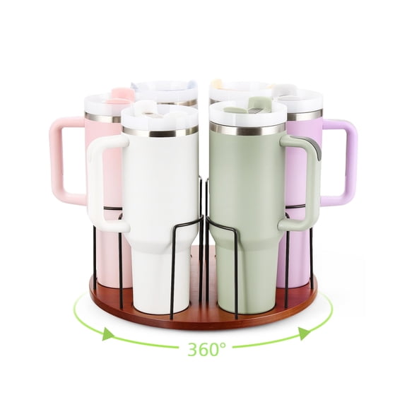 Water Bottle Organizer for Stanley 40 oz, 360° Rotated Cup Holder, Wooden Cup Organizer for Kitchen Cabinets, Tumbler Holder Accessories for Stanley Owala Simple Modern