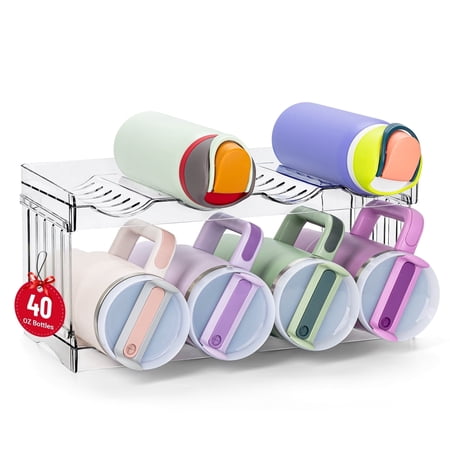 Bobomoment Plastic Stackable Water Bottle Organizer Carrier, 2-Tier