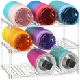 Stackable Liquid Containers Water Bottle Organizer for Cabinet, Clear Stackable Tumbler Storage ...