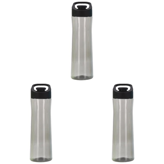 Water Bottle Outdoor Cup with Chug Lids,10.63 Inches Portable Drinkware Plastic Sports Bottle,Lightweight Leakproof Sports Bottle for Gym Travel Office and Daily Use,Black-3Pcs