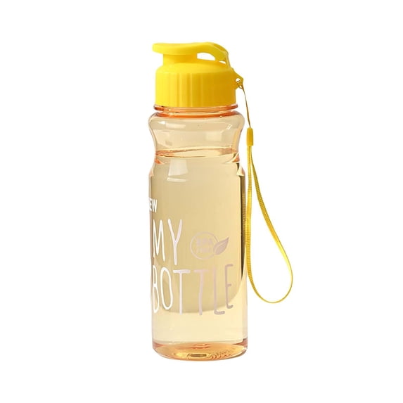 Water Bottle Plastic, Reusable Water Bottle, Plastic Bottles, Clear Plastic Bottles, 32 Oz Capacity, Flip Top Closure, Outdoor Training, Weekend Trips, Yellow, Wrist Strap, Bpa
