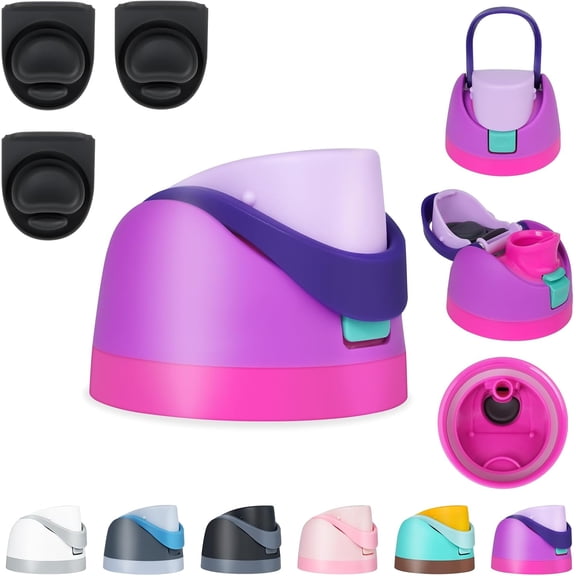 Water Bottle Replacement Lid - Dual Beverage Seal, Sports Water Bottle Leak Proof Design, Fruit Cup Compatibility, Pink