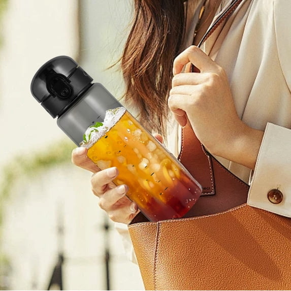 Water Bottle Reusable Sports Plastic Leakproof for Gym Travel, Pop Up Lid with Lock and Strap, 26oz