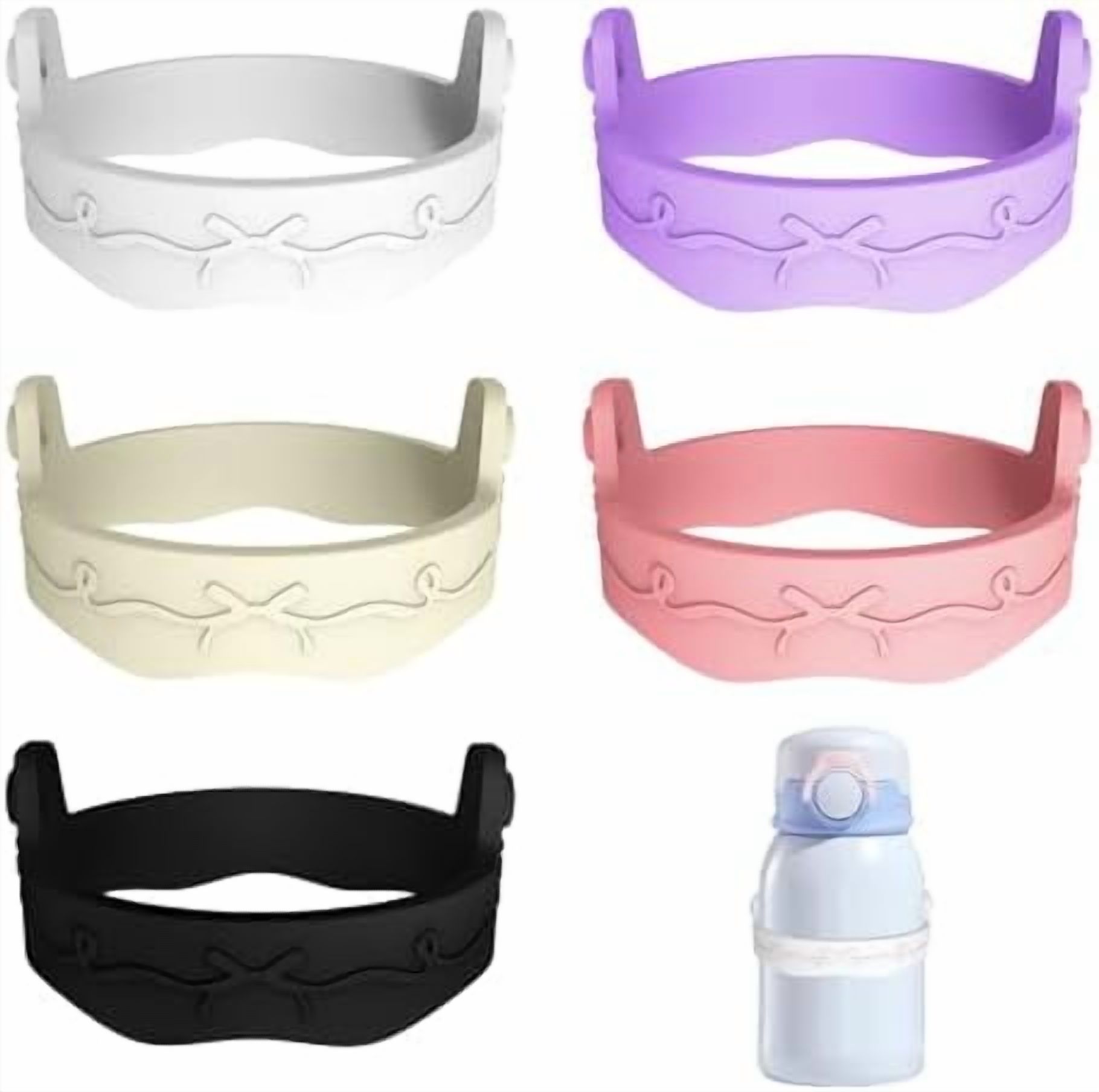 Silicone Water Bottle Ring Carrier (5-Pack) - Handle & Sling Holder For Owala & Other Bottles - View #2