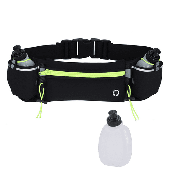 Water Bottle Running Belt , Hydration Waist Bag For Men And Women For Running, Hiking, Rock Climbing - green