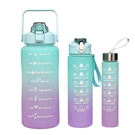 Water Bottle Set,3Pcs Gradient Handle Plastic Space Cup,Leakproof Portable,Student Sports Fitness Outdoor Daily Drinking