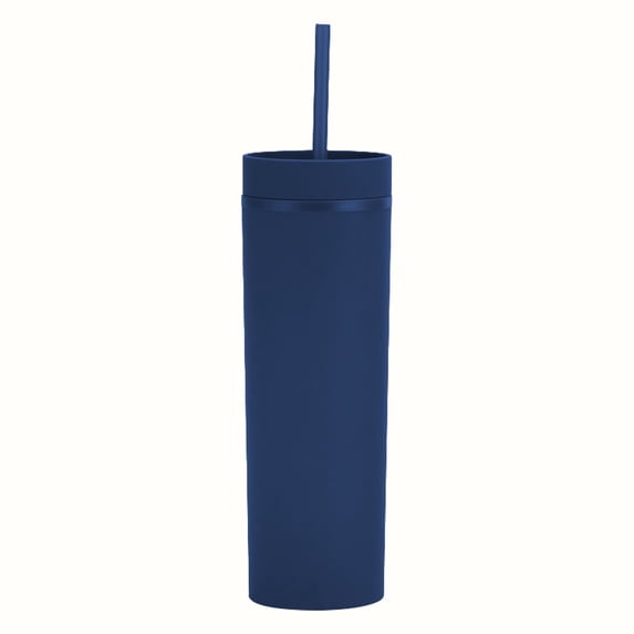 Water Bottle Slim 450ml Double Wall Plastic Travel Tumbler 1 Pack Insulated Tumbler, Integrated Straw Kitchen Gadget, Airtight Lid Vessel for Office Car Workout Hydration