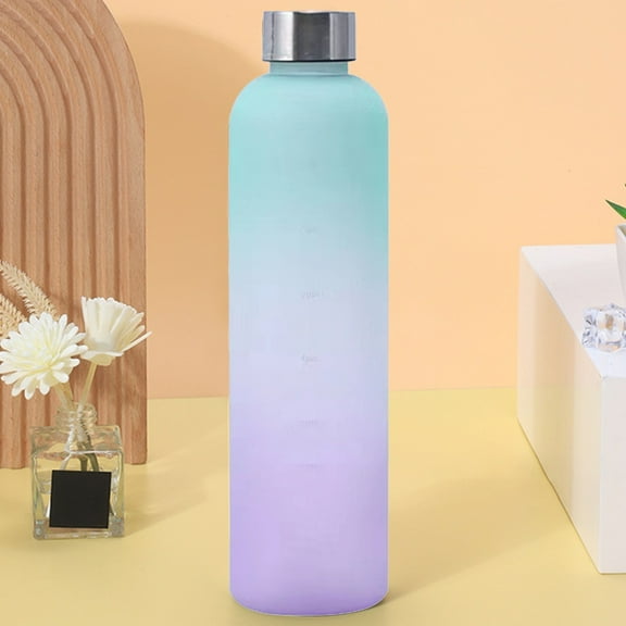 Water Bottle Sports Cup, Gradient Color Frosted Design, Stainless Steel Lid, Hygienic Easy-clean Mouth, Portable Hydration for Gym Hiking, Topliu
