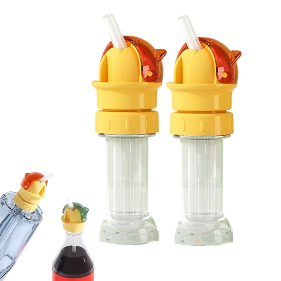 Water Bottle Spout Conversion Cap with Straw – 4PCS Reusable Water Bottle Straw Cap & Water Bottle Conversion Spout – Universal Spill-Proof Portable Design for Juice, Soda & Plastic Bottles
